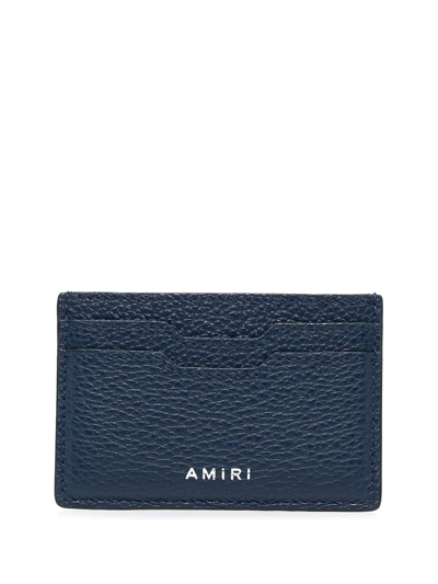 Amiri Grained Leather Cardholder In Blue