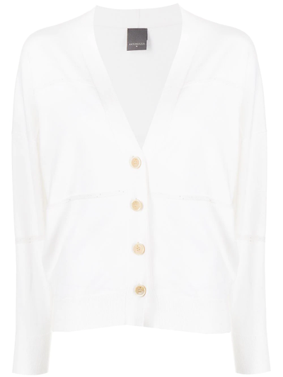 Lorena Antoniazzi Knitted V-neck Cardigan In White