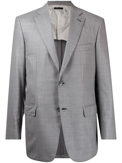Brioni Tailored Flannel Blazer In Grey