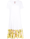 ANTONIO MARRAS FLORAL-PRINT LAYERED T-SHIRT DRESS