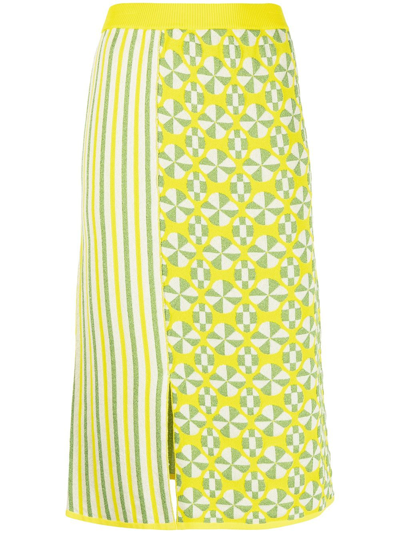 Antonio Marras Mix-print Pencil Skirt In Yellow