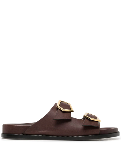 Rupert Sanderson Maine Geometric Buckled Sandals In Brown