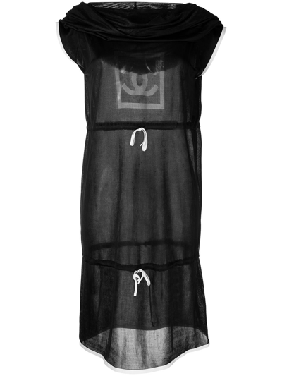 Pre-owned Chanel 2003 Cc Sports Line Sheer Dress In Black