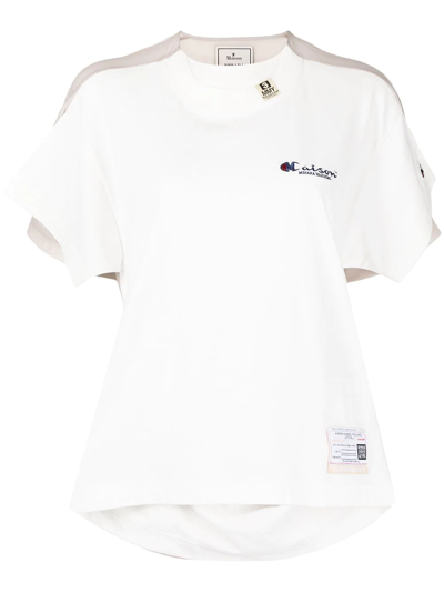 Miharayasuhiro Logo Sheer Panel T-shirt In White