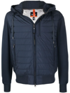 Parajumpers Quilted Panelled Hooded Jacket In Ink Blue