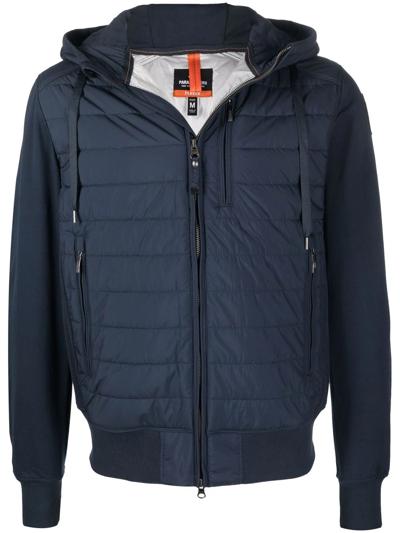 Parajumpers Quilted Panelled Hooded Jacket In Blue