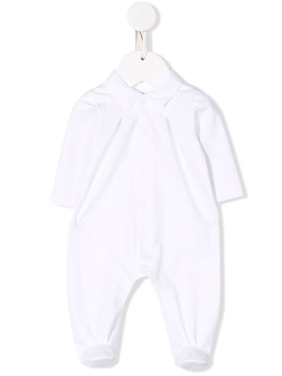 Knot Babies' Collared Long-sleeved Romper In White