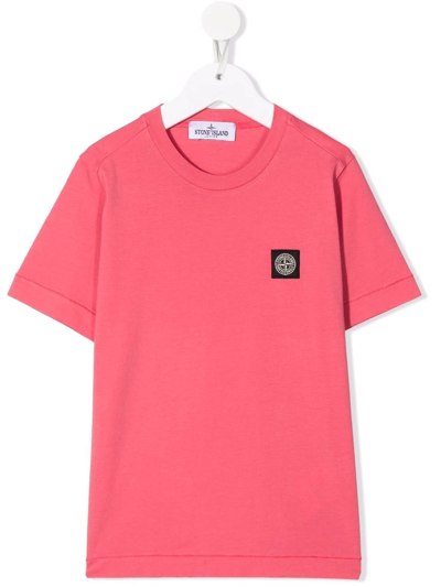Stone Island Junior Kids' Logo-patch Short-sleeved T-shirt In Pink