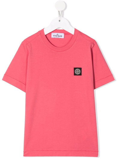 Stone Island Kids' Logo-patch Short-sleeved T-shirt In Pink