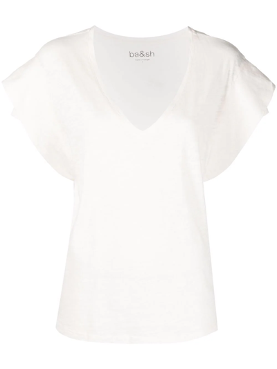 Ba&sh Ruffle-sleeve T-shirt In Neutrals