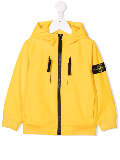 Stone Island Junior Kids' Logo-patch Sleeve Jacket In Yellow