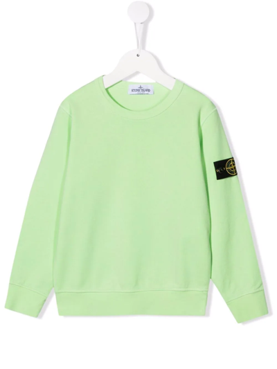 Stone Island Junior Teen Compass-logo Cotton Sweatshirt In Green