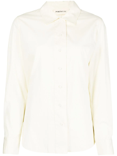 Portspure Long-sleeve Cotton Shirt In Yellow