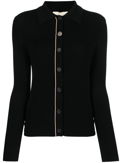 Portspure Ribbed-knit Long-sleeved Shirt In Black