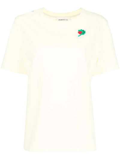 Portspure Embroidered-logo Short-sleeved T-shirt In Yellow