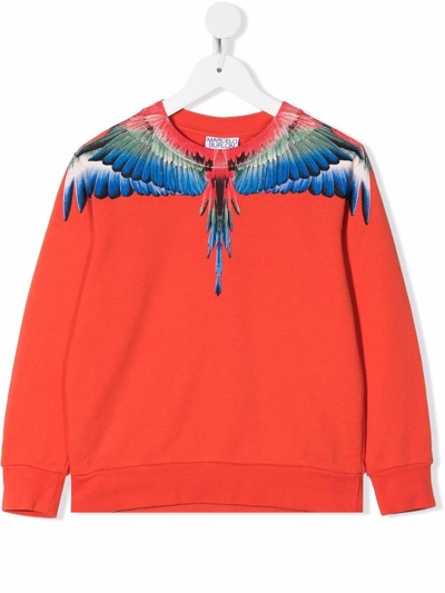 Marcelo Burlon County Of Milan Kids' Wings Print Sweatshirt In Red