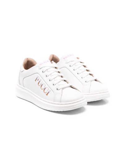 Emilio Pucci Junior Kids' Side Logo-print Sneakers In White