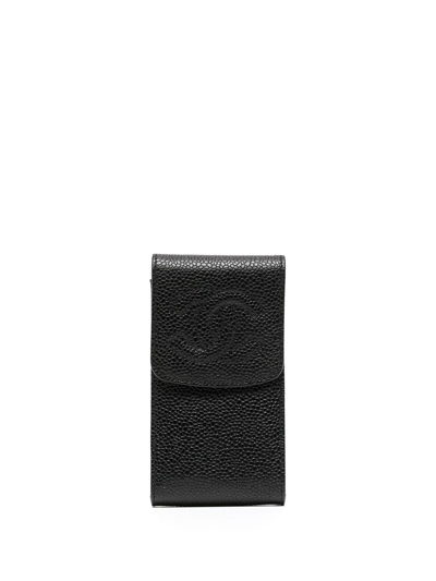 Pre-owned Chanel 1997 Cc Logo-embossed Pouch In Black
