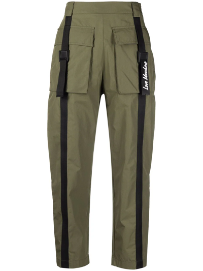 Love Moschino Flap-pockets Cotton-blend Parachute Trousers In Green