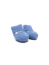 Little Bear Knitted Button-detail Slippers In Blue