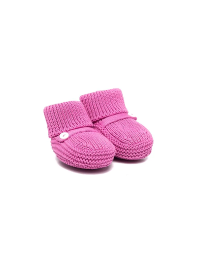 Little Bear Babies' Chunky Knitted Slippers In Pink