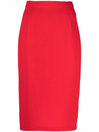 Styland High-waisted Pencil Skirt In Red