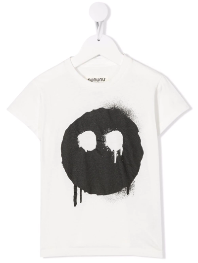 Nununu Kids' Graphic-print Short-sleeved T-shirt In White