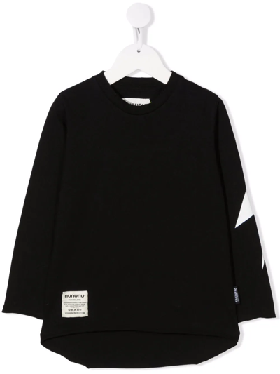 Nununu Kids' Graphic-print Long-sleeved T-shirt In Black