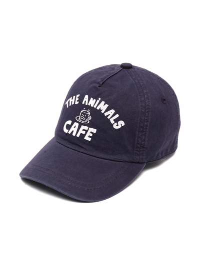 The Animals Observatory Kids' The Animals Cafe-print Cap In Blu