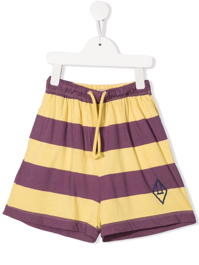 The Animals Observatory Kids' Colour-block Flared Shorts In Yellow