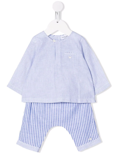 Emporio Armani Babies' Striped Two-piece Set In Blue