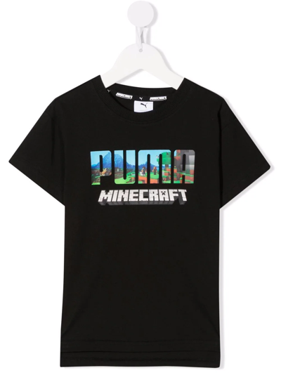 Puma Teen Logo-print T-shirt In Black