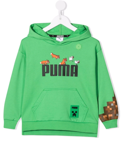 Puma Teen X Minecraft Graphic-print Hoodie In Зелёный