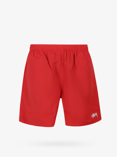 Stussy Logo Swim Shorts In Red