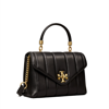 Tory Burch Small Kira Quilted Satchel In Black / Rolled Gold