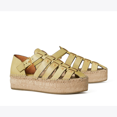 Tory Burch Fisherman Platform Espadrille Sandal In Pistachio