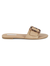 Saks Fifth Avenue Women's Arielle Buckle-top Leather Slides In Natural