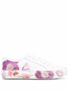 Ferragamo Borg Floral-print Leather Sneakers In White