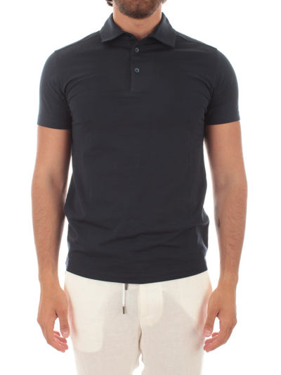 Cruciani Short-sleeved Cotton Polo Shirt In Blue
