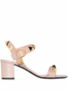 Valentino Roman Stud 100 Cage Sandals In Pink