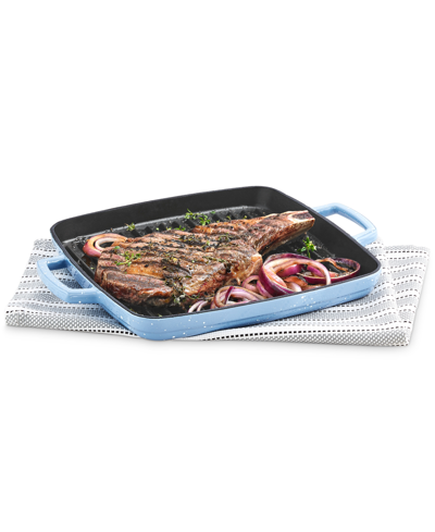 Martha Stewart Collection Speckle Enameled Cast Iron Grill Pan, Created For Macy's In Blue