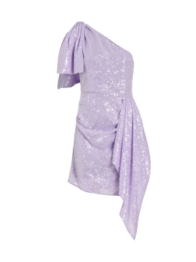 Shoshanna Catalaya Sequin One-shoulder Dress In Lilac