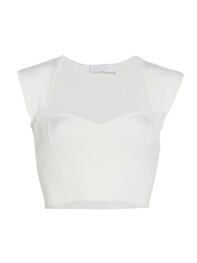 Jonathan Simkhai Abia Cropped Ribbed Top In White