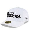 New Era Men's  White Las Vegas Raiders Omaha Script Low Profile 59fifty Fitted Hat In White