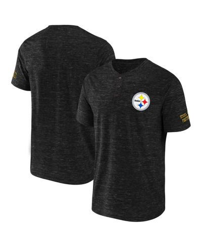 Fanatics Men's Nfl X Darius Rucker Collection By  Black Pittsburgh Steelers Slub Henley T-shirt