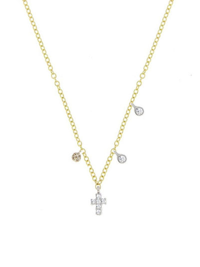 Meira T Women's Baby 14k Gold & Diamond Cross Necklace In Yellow Gold