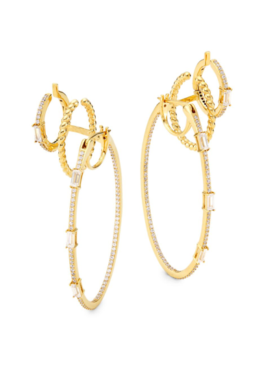 Adriana Orsini Women's Veritas 18k-gold-plated & Cubic Zirconia Illusion Hoop Earrings