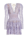 Bronx And Banco Megan Lace Illusion Mini Dress In Lavender