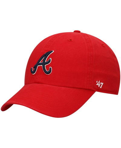 47 Brand Men's '47 Red Atlanta Braves Team Clean Up Adjustable Hat In Red/red