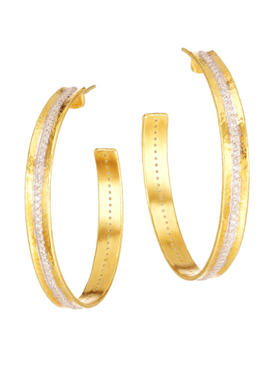 Gurhan Women's Hourglass 22k Yellow Gold, 18k White Gold, & Diamond Hoop Earrings